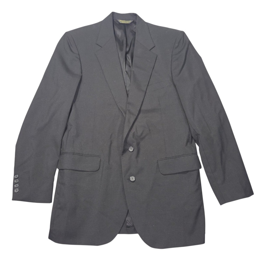 VTG Brooke & Deane Two Button Blazer Suit Jacket Black Sz L Made in USA